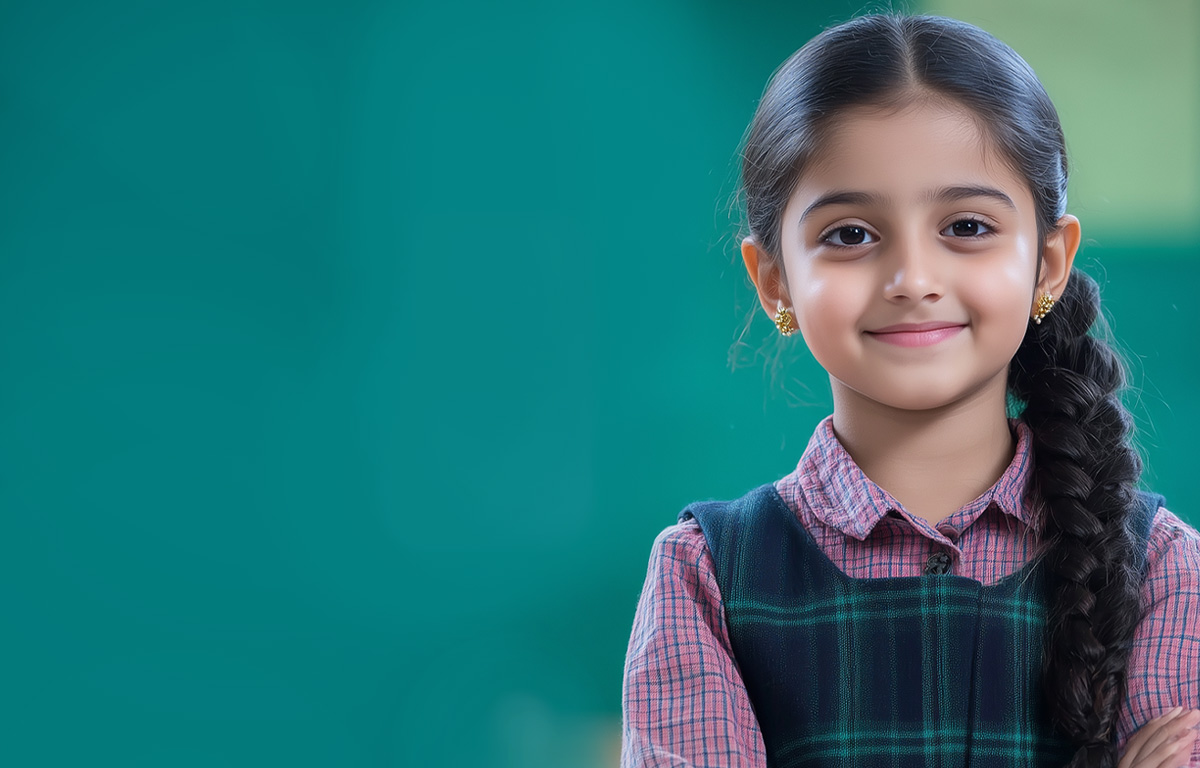A primary-school student at Jain Heritage School